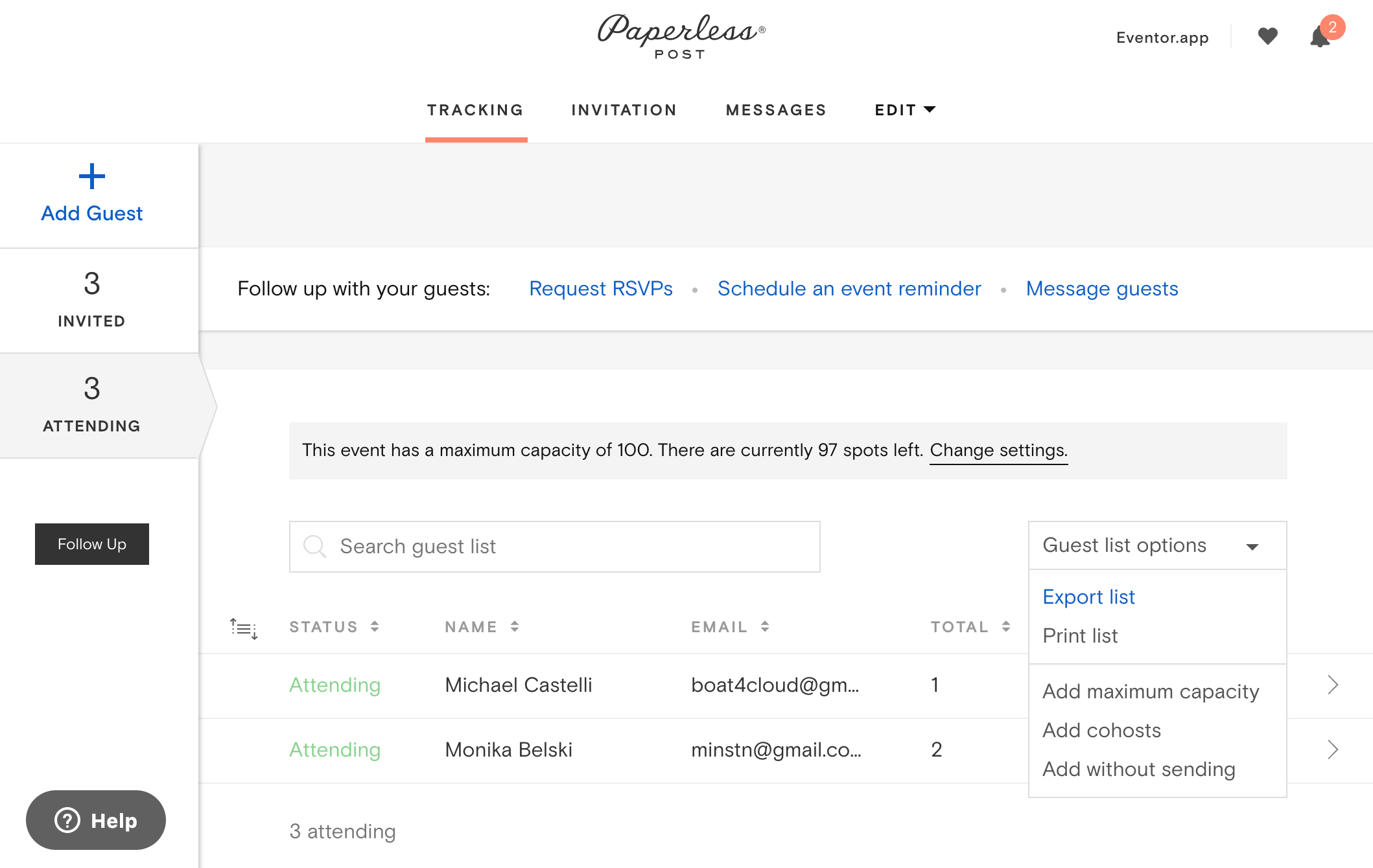 Paperless Post guests export for Eventor.app