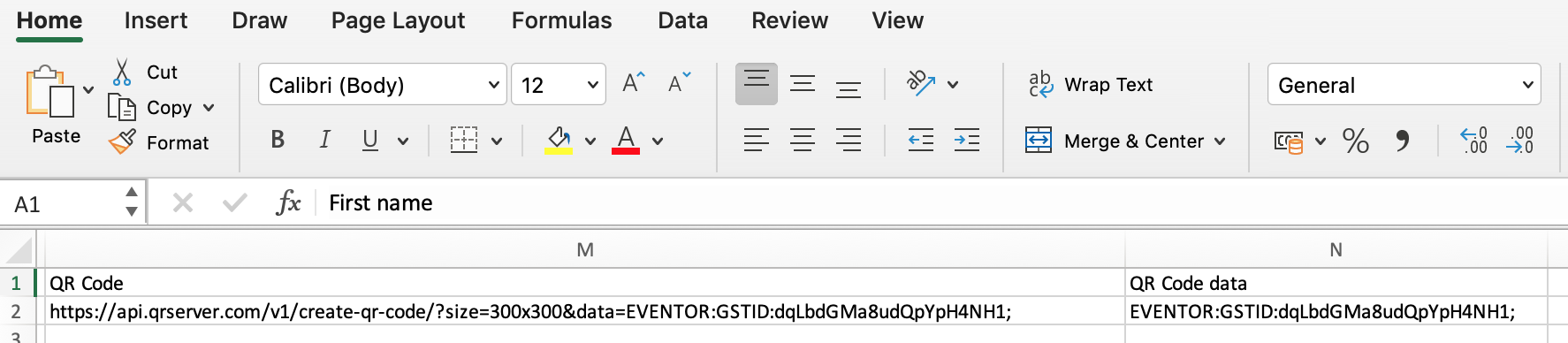 Export QR-Code URL on Eventor.app